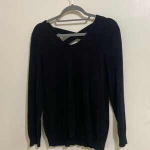 Love Ellie black sweater XL criss cross v in back